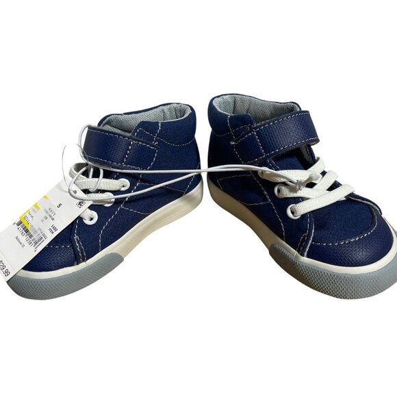 See Kai Run Basics Belmont III Navy Shoes Size 5 Toddler Durable Canvas High Top - Picture 8 of 11